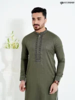 Muted Olive- Cotton Panjabi