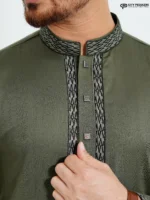 Muted Olive- Cotton Panjabi - Image 2