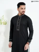 Deep Black- Cotton Panjabi