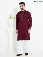 Wine Red- Cotton Panjabi - Image 3