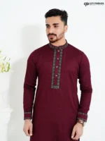 Wine Red- Cotton Panjabi