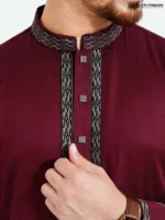 Wine Red- Cotton Panjabi - Image 2