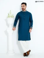 Teal Blue- Bamboo Panjabi - Image 3