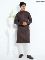 Dark Chocolate- Cotton Panjabi - Image 3