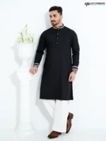 Charcoal Black- Bamboo Panjabi - Image 3