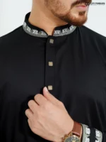 Charcoal Black- Bamboo Panjabi - Image 2