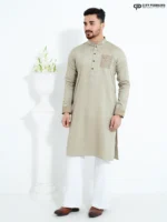 Silver Gray- Cotton Panjabi - Image 3