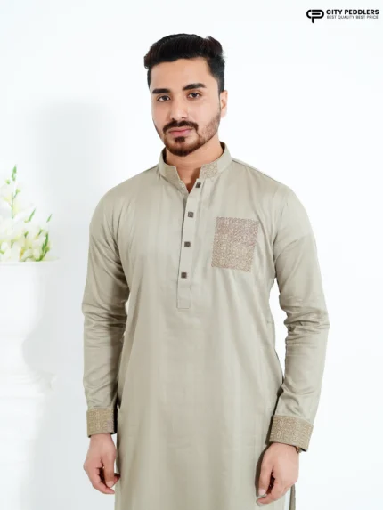 Silver Gray- Cotton Panjabi