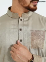 Silver Gray- Cotton Panjabi - Image 2